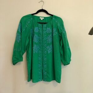 J Jill green Linen tunic top. Size S